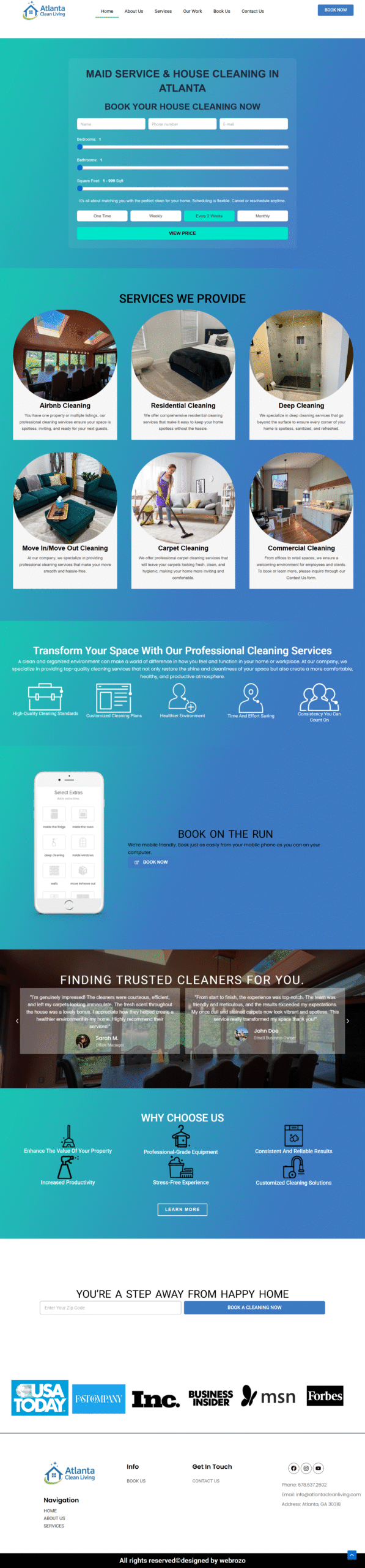 MAID CLEANING WEBSITE – Website Design | Webrozo